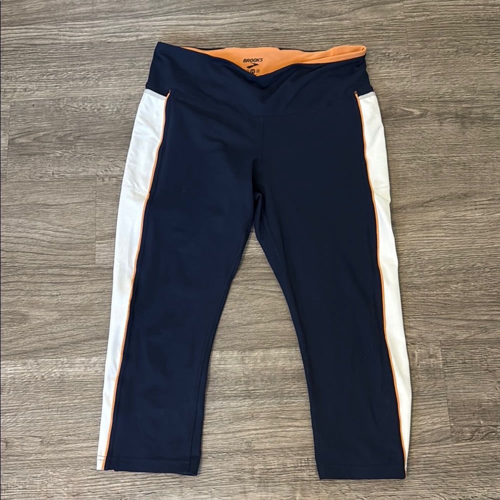 Brooks Women's Navy Capris with White and Orange Trim